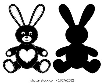 Silhouette of a hare. Vector cartoon illustration. Isolated on white