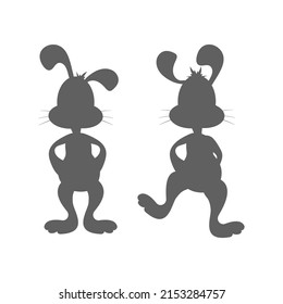 The silhouette of a hare. Vector design element. Set
