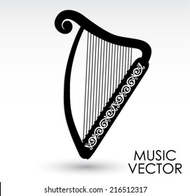 silhouette harp with ornament/ music vector eps10