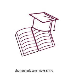 silhouette hat graduation with open notebook study