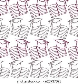 silhouette hat graduation with open notebook study background