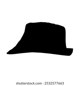 Silhouette of hat isolated on white background. Side view. Vector illustration.