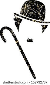 Silhouette Hat,stick and mustache. Vector illustration 