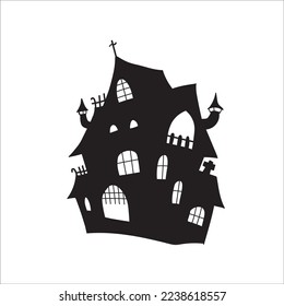 Silhouette haunted house  ghost mansion  castle  Black silhouettes Halloween creepy mansions 