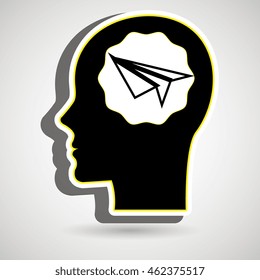 silhouette head aeroplane paper vector illustration eps 10