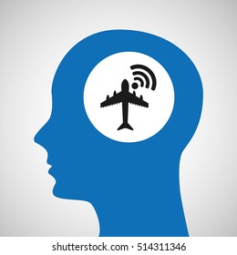 silhouette head airport wifi icon vector illustration eps 10