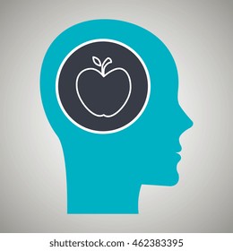 silhouette head apple fruit vector illustration graphic