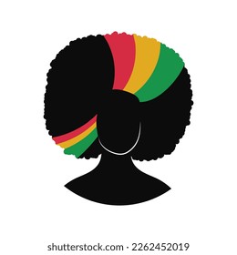 Silhouette head beautiful black woman and flag in her hair  Portrait girl face afro american woman  Black lives matter  Isolated design element  lgotype  print  image  drawing  