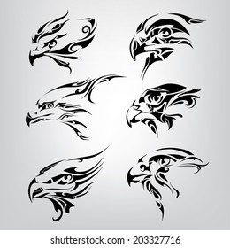 Silhouette of the head of birds. Vector illustration