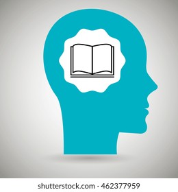 silhouette head book open vector illustration eps 10