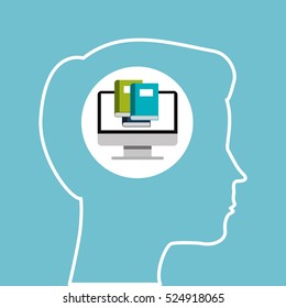 silhouette head boy education online vector illustration eps 10