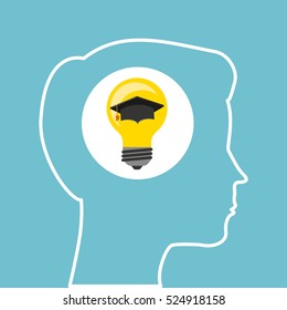 silhouette head boy idea cap graduation education online vector illustration eps 10