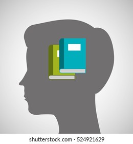 Silhouette Head Boy Learning Education Online Stock Vector (Royalty ...