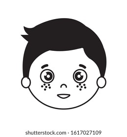 silhouette of head of boy on white background vector illustration design