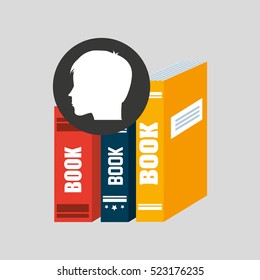 silhouette head boy student learning library vector illustration eps 10