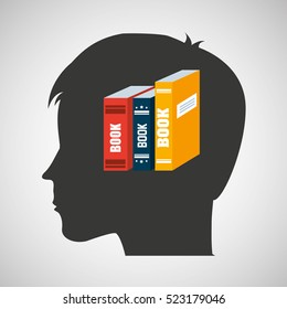 silhouette head boy student learning library vector illustration eps 10