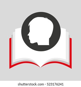 silhouette head boy student open book vector illustration eps 10