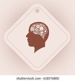 silhouette of the head and brain of gears