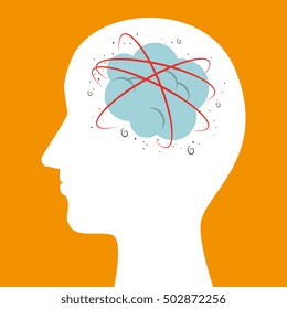 silhouette head brainstorm mind icon