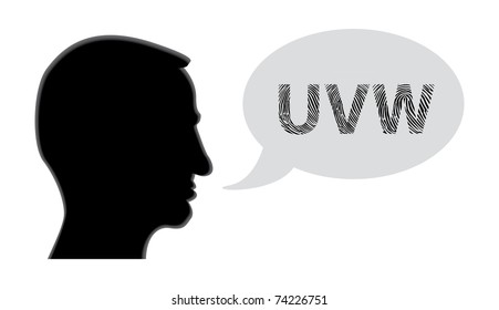 silhouette head with bubble - illustration