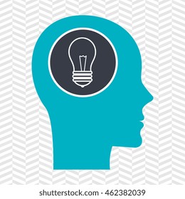 silhouette head bulb idea vector illustration graphic