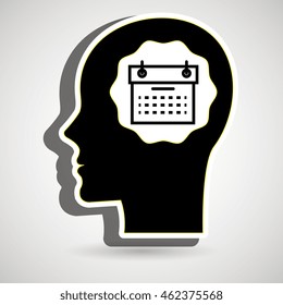 silhouette head calendar date vector illustration eps 10