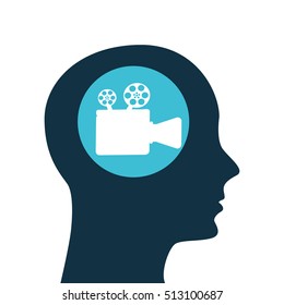 silhouette head. concept cinema camera vector illustration eps 10