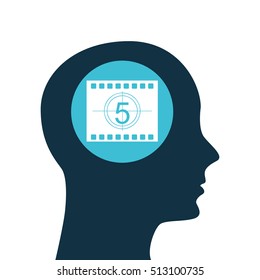silhouette head. concept cinema counting strip vector illustration eps 10