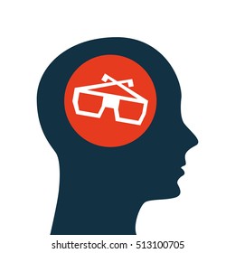 silhouette head. concept cinema glasses vector illustration eps 10