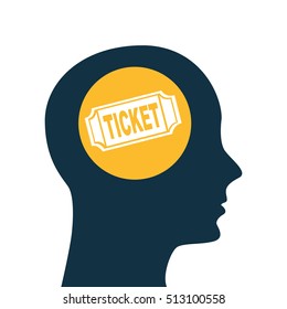 silhouette head. concept cinema ticket vector illustration eps 10
