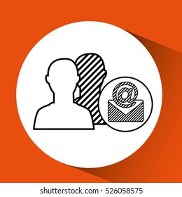silhouette head connected email mail social media vector illustration eps 10