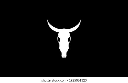 Silhouette Head Cow Horn Skull Logo Design Vector Icon Symbol Illustration