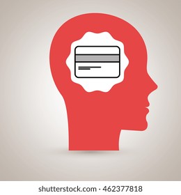 silhouette head credit card vector illustration eps 10