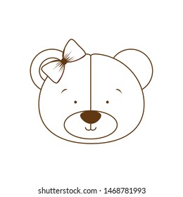 silhouette of head of cute bear on white background