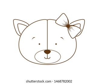 silhouette of head of cute cat on white background