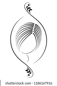 Silhouette of a head of a cute lady in a frame. A girl shows her hair on medium and short hair. Suitable for logo, advertising. Vector illustration.