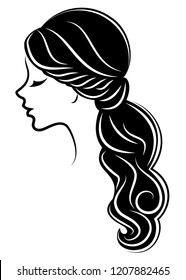 Illustration Women Long Hair Style Icon Stock Vector (Royalty Free ...