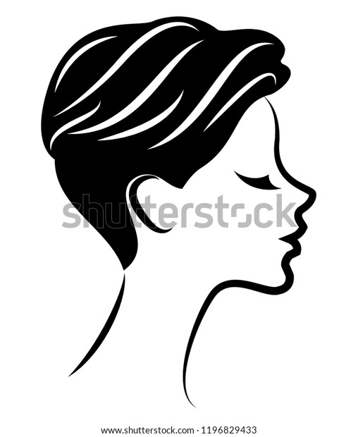 Download Silhouette Head Cute Lady Girl Shows Stock Vector (Royalty ...