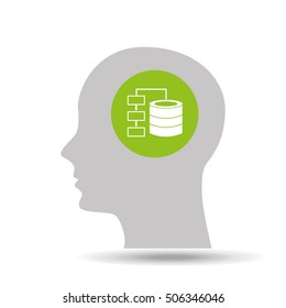 silhouette head data icon graphic vector illustration eps 10