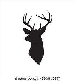 silhouette head deer vector icon.