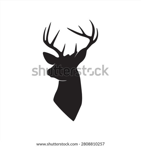 silhouette head deer vector icon.