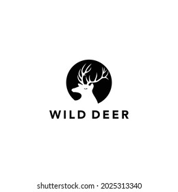 silhouette of head deer vector logo design