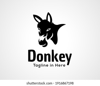 Silhouette head donkey horse art logo icon symbol design illustration inspiration