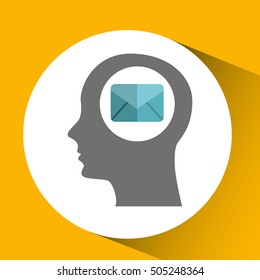 silhouette head with email message communication icon vector illustration