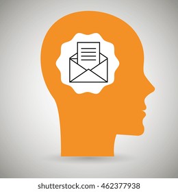 silhouette head envelope paper vector illustration eps 10