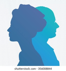 Silueta de cabeza, cara en perfil
