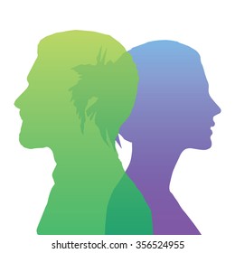 Silhouette of head, face in profile