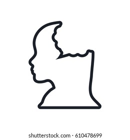 silhouette head female bubble speech line vector illustration eps 10