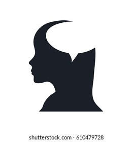 silhouette head female bubble speech communication vector illustration eps 10