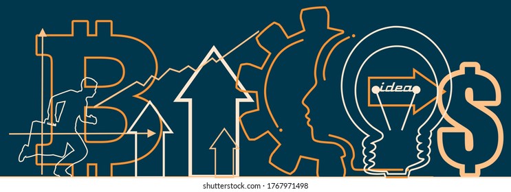Silhouette of a head in the gear. Business concept. Horizontal thin line style web banner.